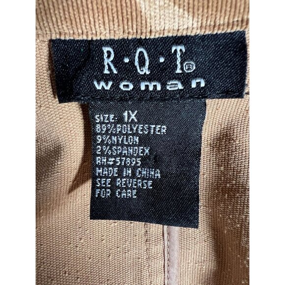 R.Q.T. Womens 1X Printed Corduroy Jacket Button Closure Beige & Brown Polyester - Picture 3 of 16